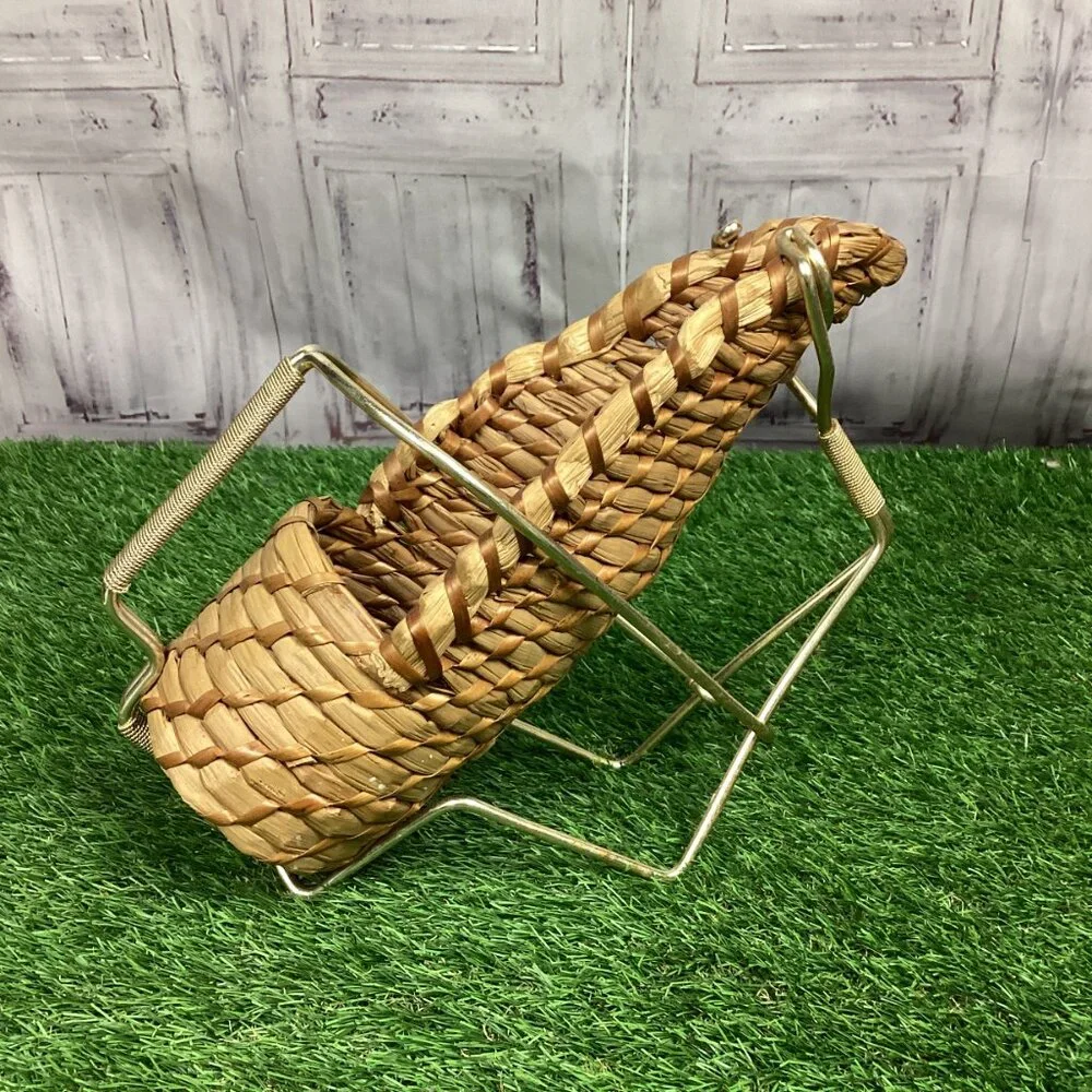 Wicker & Brass Vintage Wine Holder